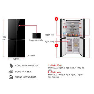 Tủ lạnh Sharp Inverter SJ-FX420VG-BK Mới 2022