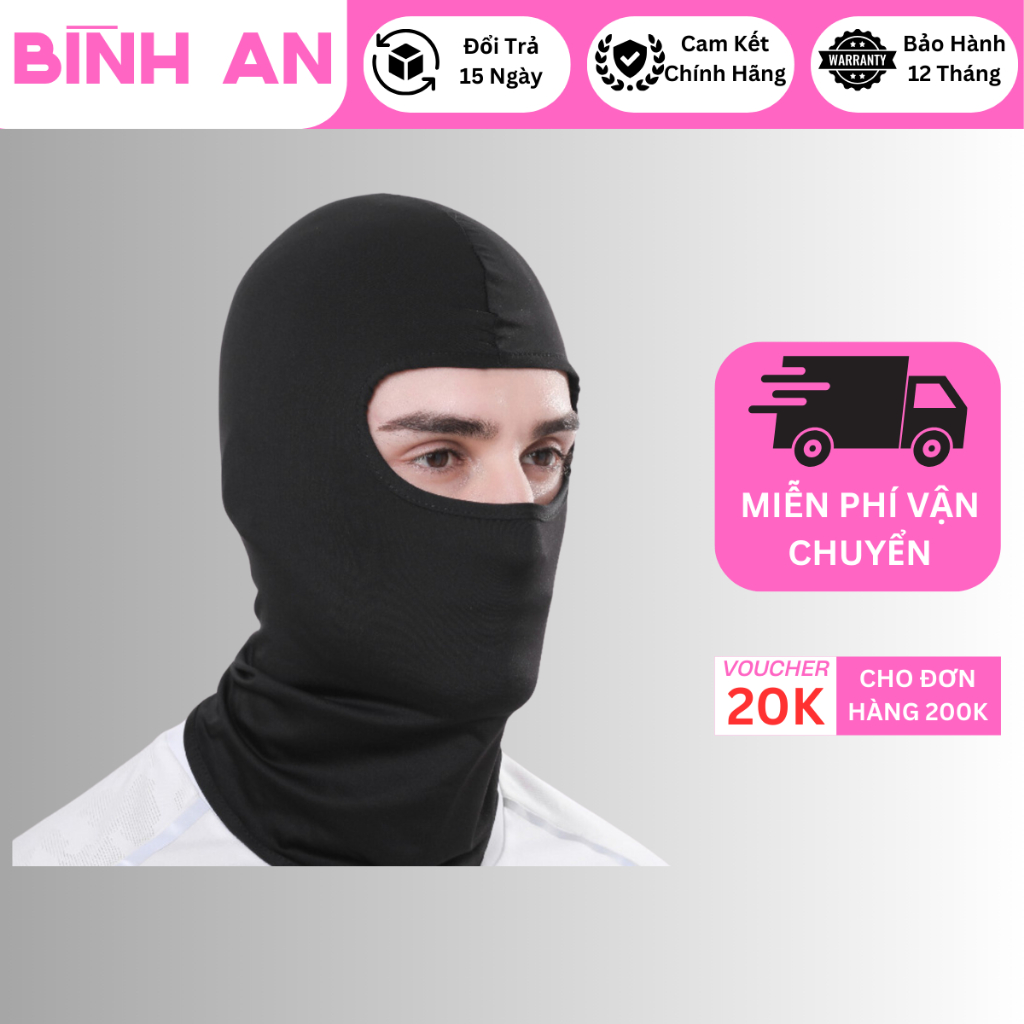 Khăn trùm đầu ninja đội mũ bảo hiểm fullface 3/4 1/2 khăn trùm đội chống nắng cao cấp - bình an 83