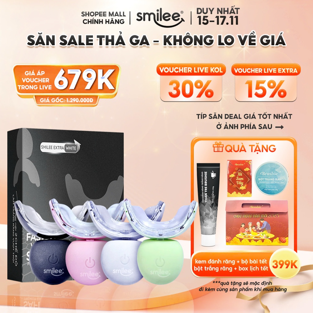 Bộ Kit Trắng răng Smilee Extra - Phiên bản nâng cấp làm trắng nhanh gấp 5 lần