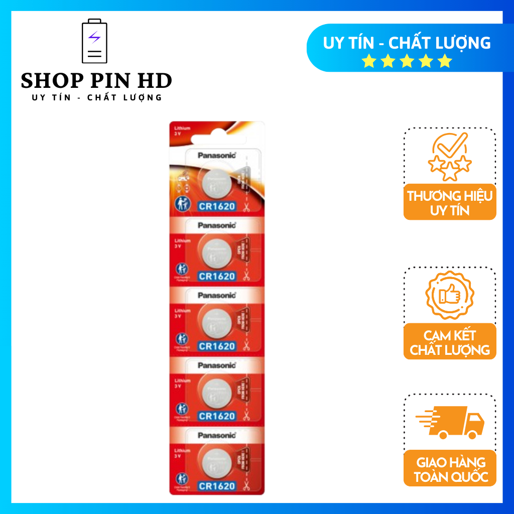 Pin CR1620 Panasonic 3V Lithium Vỉ 5 Viên| Shop Pin HD