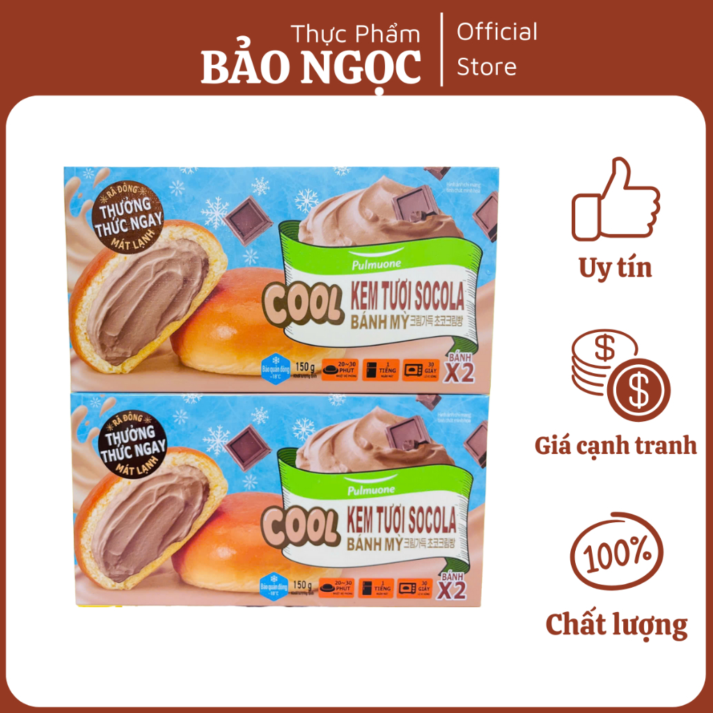 Bánh mỳ kem tươi socola 150g hộp 2 bánh 150g - Pulmuone - Ship hỏa tốc Hà Nội