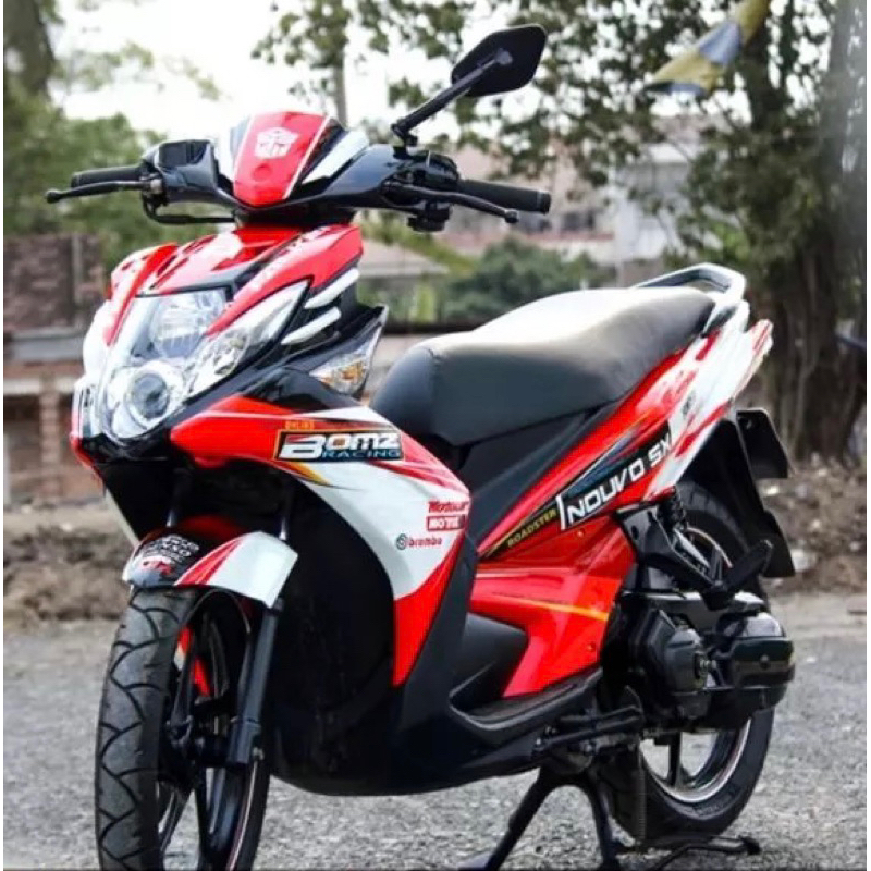 Tem trùm Nouvo 5 sx đỏ trắng - Độ dán team trùm decal xe máy  - Team trùm decal rẻ đẹp và chất