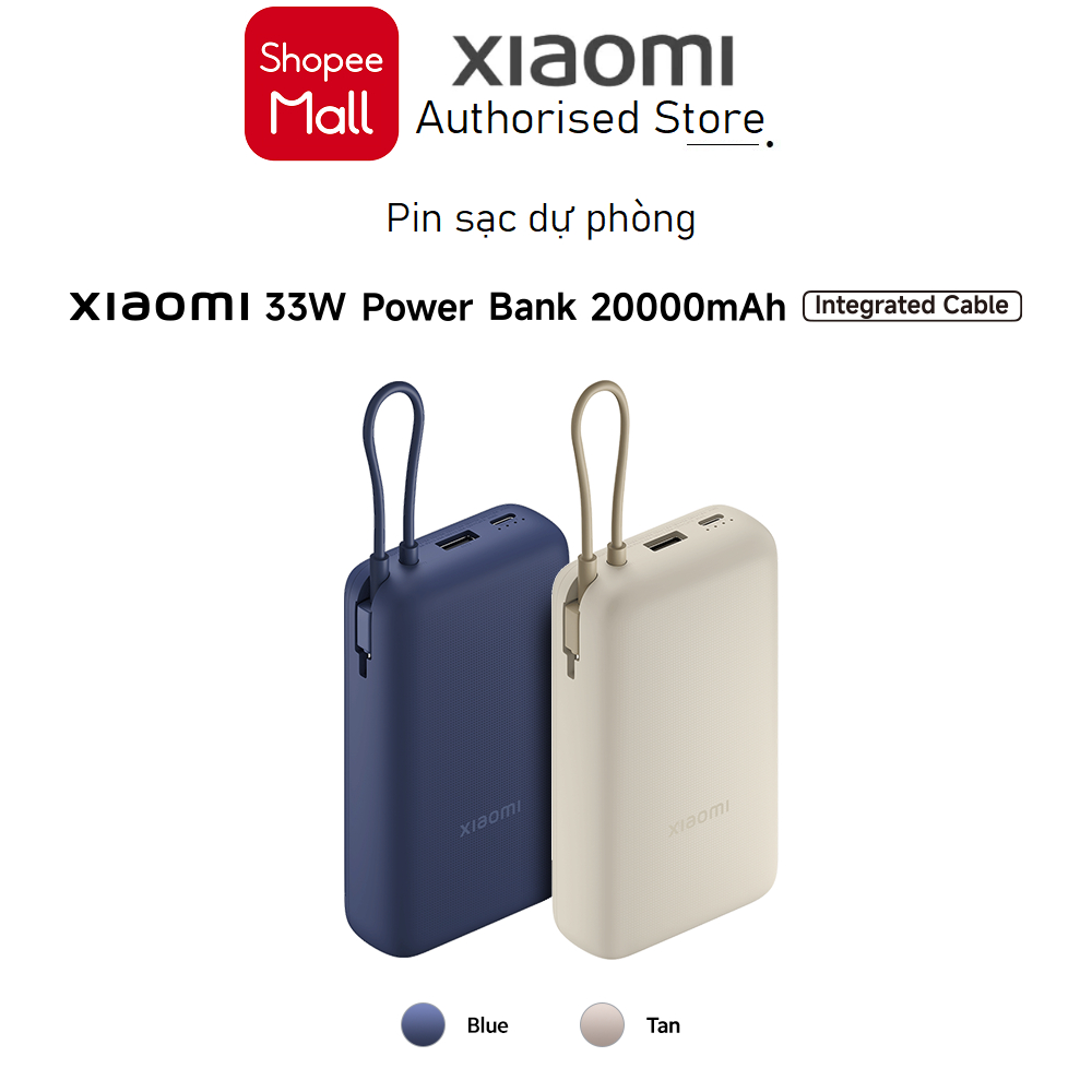 Pin dự phòng Xiaomi 20000mAh 33W Cáp tích hợp Type C - Hàng chính hãng