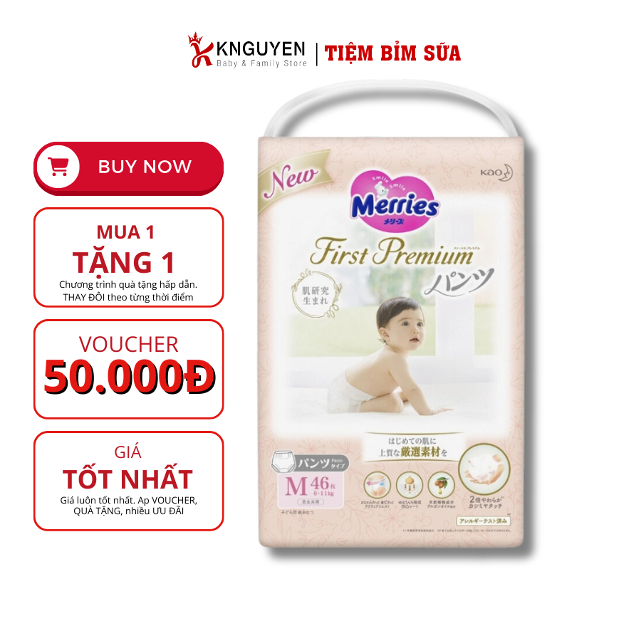 Tã/bỉm Dán/Quần Merries First Premium Đủ Size