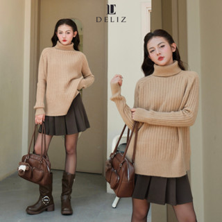 [DELIZ] Áo len nữ cổ cao dài tay họa tiết trơn DELIZ, áo len cổ lọ basic chất dày mịn thời trang thu đông AL43