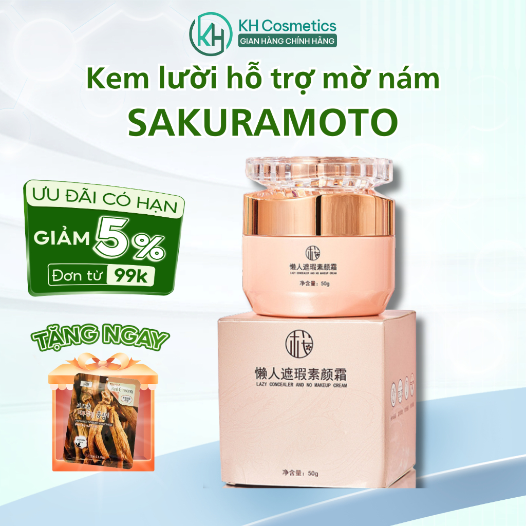 Kem lười trắng da mờ nám SAKURAMOTO - Kem 3in1 SAKURAMOTO dưỡng trắng, mờ nám, che khuyết điểm, nâng tông, chống nắng