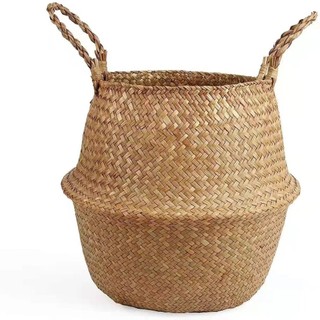 Giỏ cói đặt chậu cây, giỏ cói trang trí decor phong cách vintage
