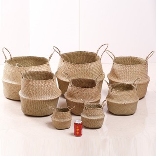 Giỏ cói đặt chậu cây, giỏ cói trang trí decor phong cách vintage