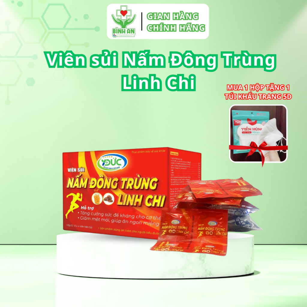 Viên sủi Nấm Đông Trùng Linh Chi tăng cường đề kháng, giảm mệt mỏi - NT Bình An.