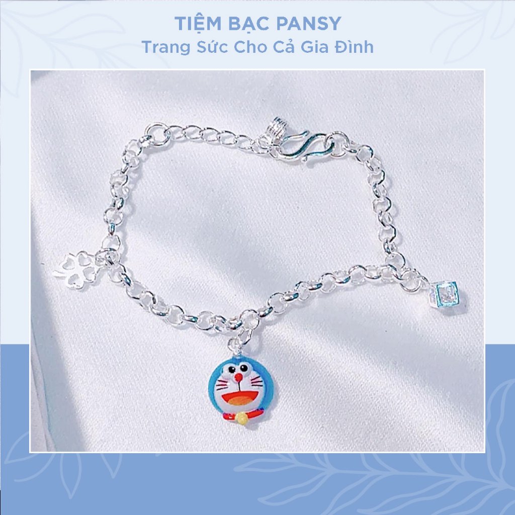 Lắc bạc charm Doreamon dễ thương cho bé bằng bạc ta - Tiệm bạc Pansy