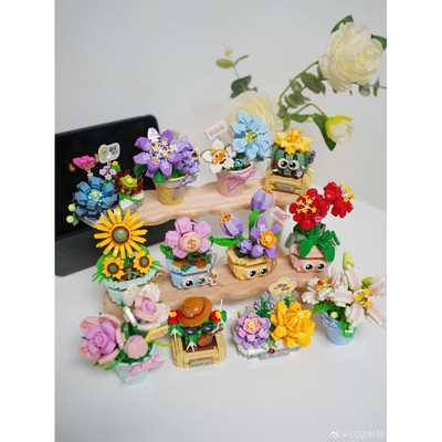 Bộ lắp ráp mô hình chậu hoa, chậu cây sáng tạo LOZ mini