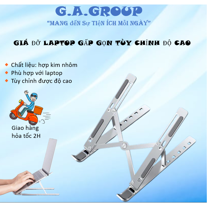 Giá đỡ LAPTOP, MACBOOK, IPAD điều chỉnh được độ cao, kệ máy tính laptop, đế tản nhiệt kê laptop nhôm
