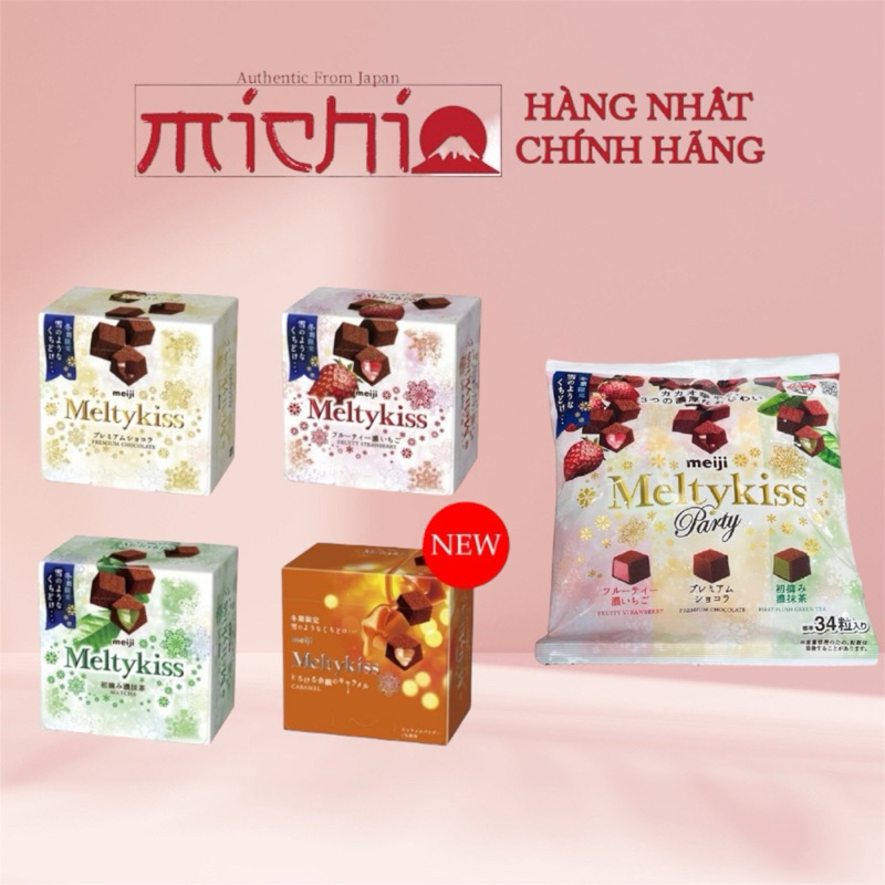  Socola tươi Meiji Meltykiss 56g Melty Kiss vị vani trà xanh dâu tây caramen nội địa Nhật Bản 