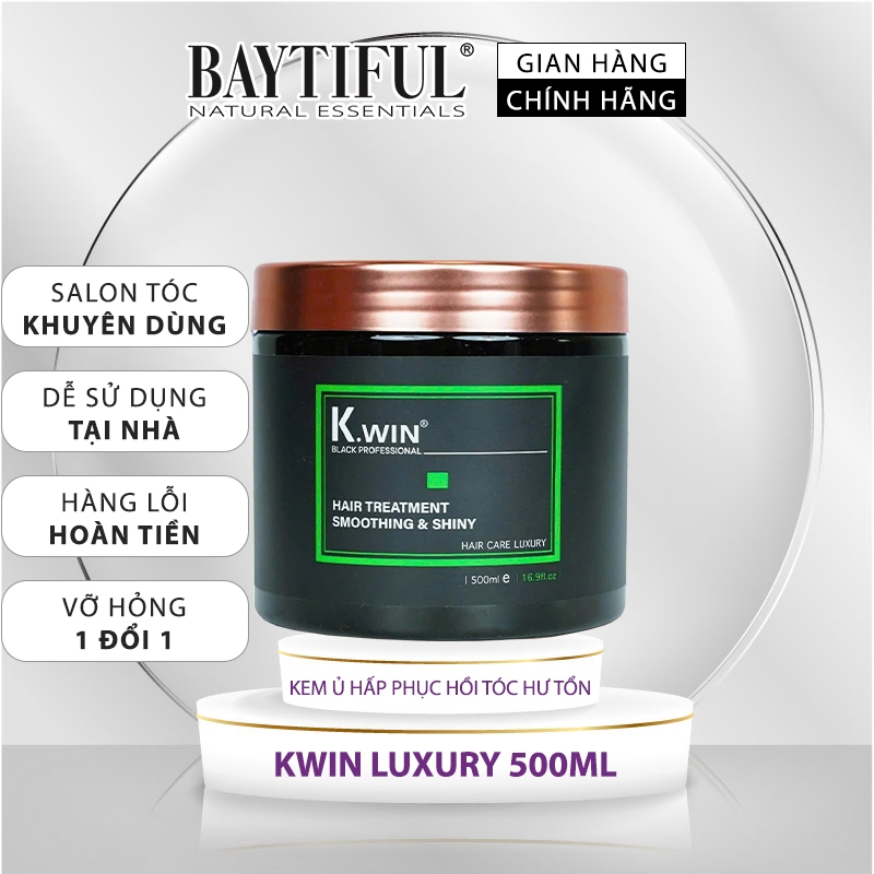 Kem ủ tóc phục hồi hư tổn hấp tóc argan siêu mềm mượt tóc khô xơ uốn nhuộm duỗi K.win luxury smoothing and shiny 500ml