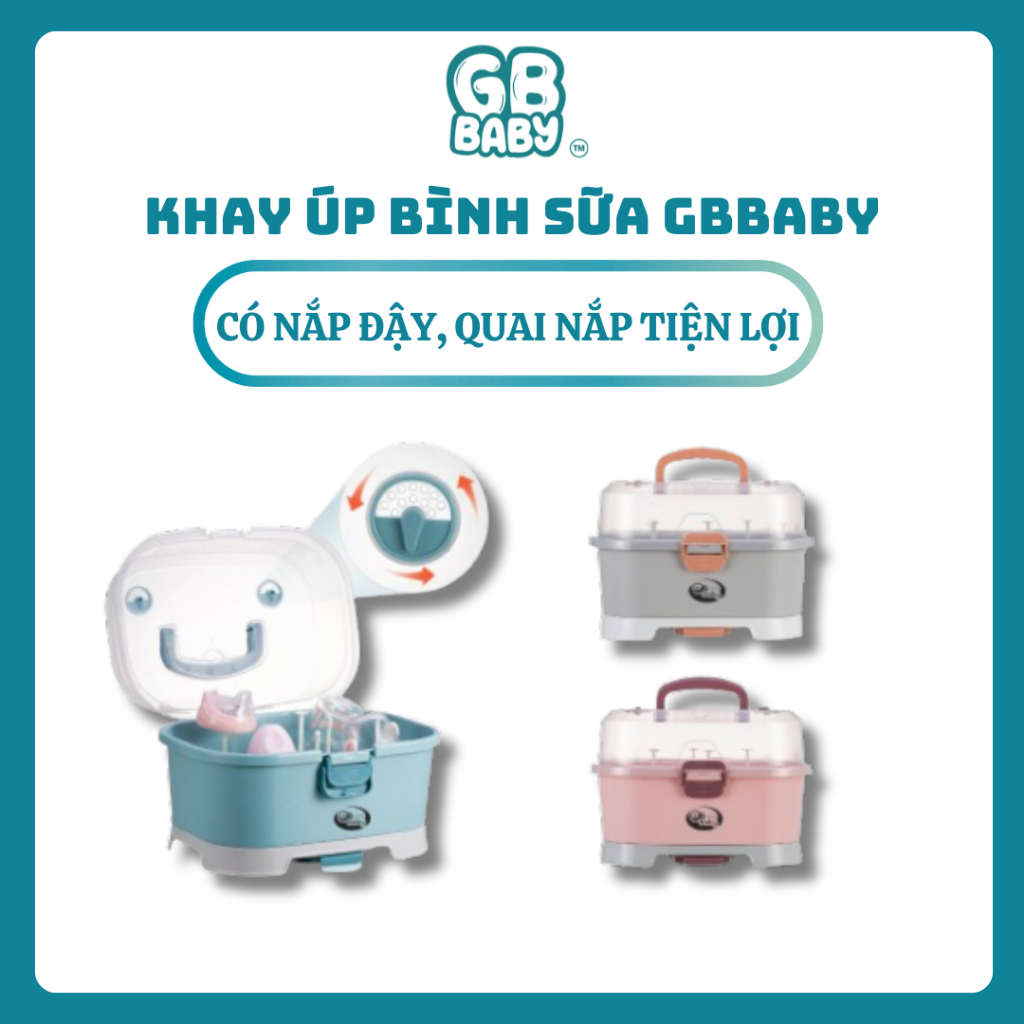 Khay úp bình sữa Gb-baby có nắp đậy, quai xách tiện lợi