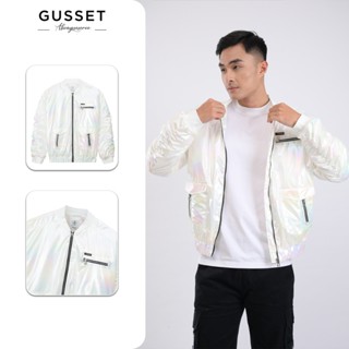  Áo khoác nam áo khoác gió trần bông chống nước cản gió màu trắng ánh phản quang GUSSET OAK007 