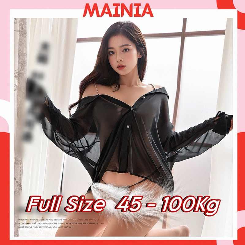 Áo Sơmi Voan Trễ Vai Xuyên Thấu Quai Đá MAINIA STORE