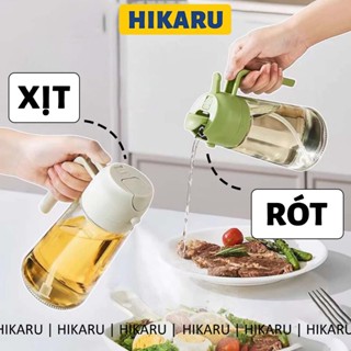  Chai Đựng Dầu Ăn 2 Chức Năng  Rót & Xịt  Tích Hợp HIKARU Thủy Tinh 500ml Có Quai Cầm DT241102001 