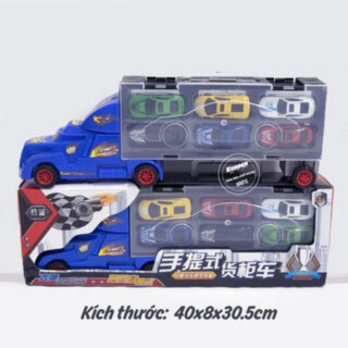 Đồ chơi container chở siêu xe hợp kim