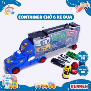 Đồ chơi container chở siêu xe hợp kim