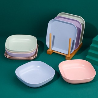 Set 8 Đĩa Lúa Mạch, Khay Đĩa Nhựa Vuông Đựng Thức Ăn Hoa Quả Trái Cây Tiện Dụng