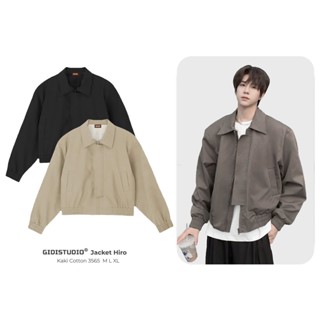 Áo khoác kaki HIRO form BOXY Nam Nữ Unisex - Áo Jacket DÁNG LỬNG chất kaki mịn, đứng form khóa zip GIDI