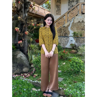 Đồ lam đi chùa,Bộ lụa Chất Vải Gấm Hoa Cao Cấp Kết Hợp Quần Lụa