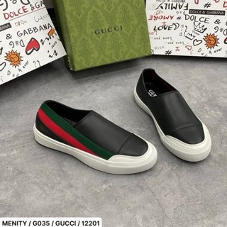 Giày slipon Gucci lười nam - Giày lười nam da họa tiết kẻ đường line sắc nét from dáng ôm chân cực đỉnh dễ lên đồ