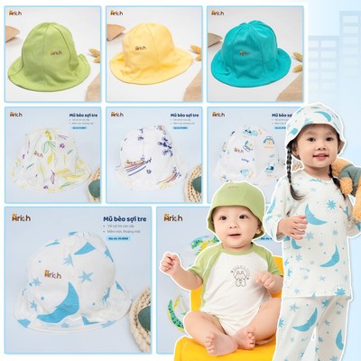 Mũ chống nắng vải sợi tre Arich cho bé trai và bé gái