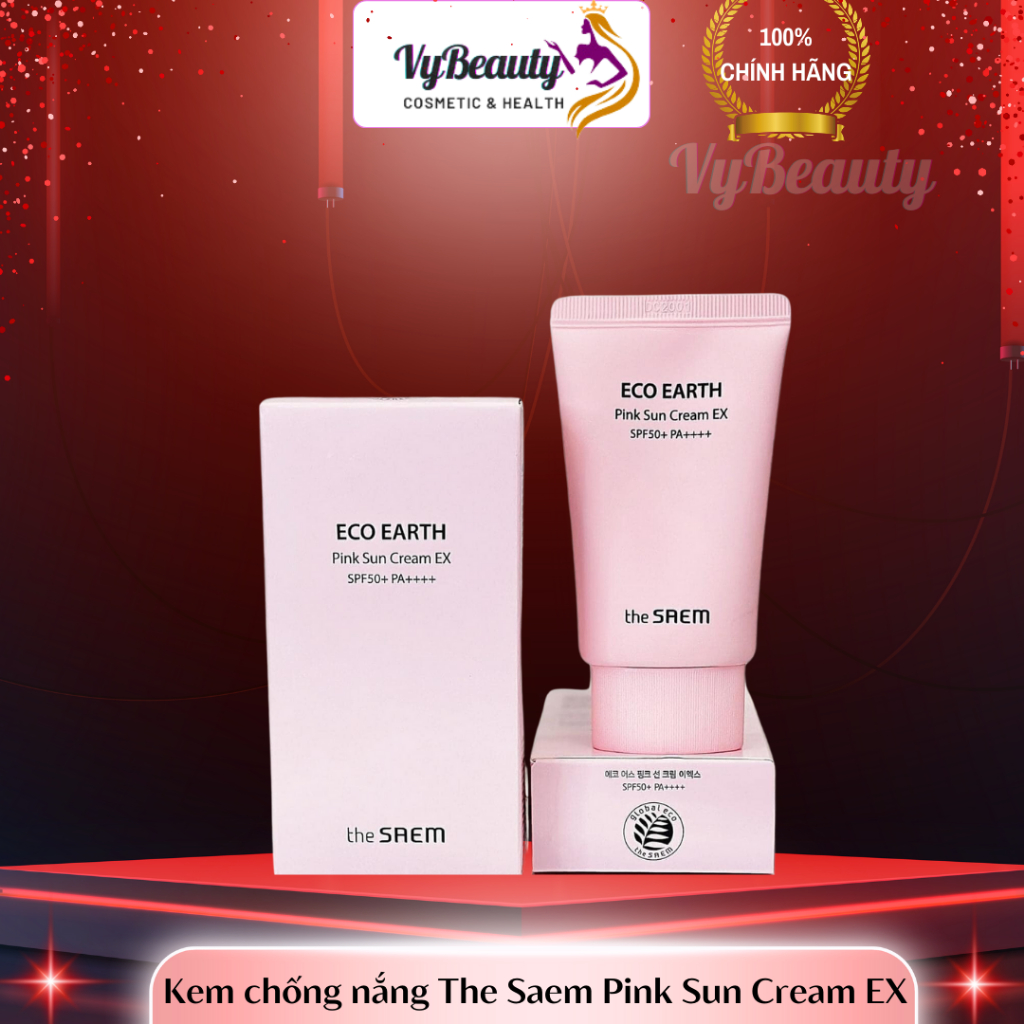 [CÓ TEM] Kem chống nắng The Saem Eco Earth Power Pink Sun Cream EX SPF50+/PA++++ 50ml