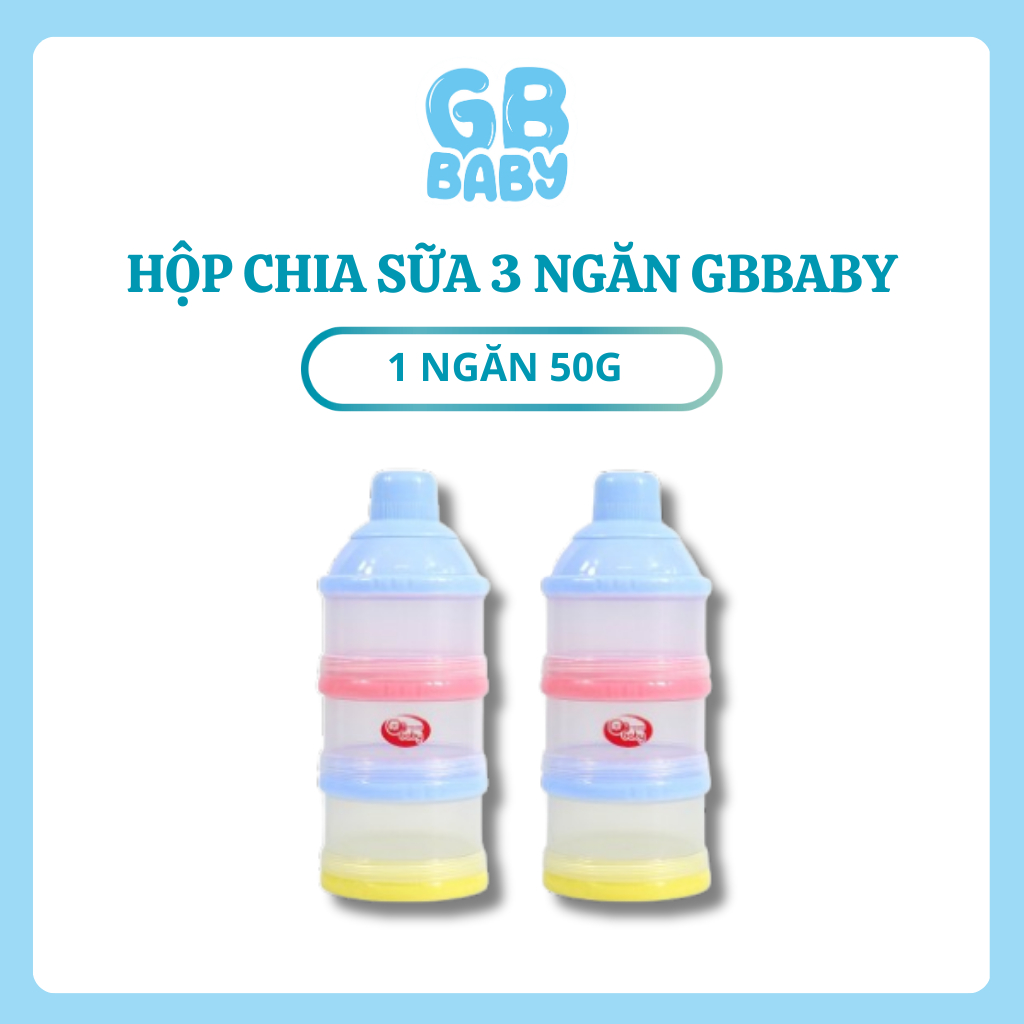 Hộp Chia Sữa, Hộp Đựng Sữa Bột, Đồ Ăn Dặm Gb-Baby Cho Bé có 3 Ngăn Tiện Lợi
