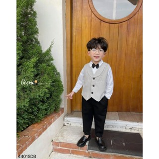  Set vest gile 4 chi tiết Beemo cổ ve vải chéo hàn mặc đi học đi chơi sự kiện cho bé từ 9-24kg 4401SDB 