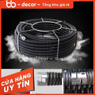 Dây thông tắc cống, bồn cầu, bồn rửa dùng cho máy khoan (kèm (9m +6m) dây lò xo phi 16 + 6 đầu thông xịn + 1 đầu kết nối