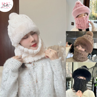 Mũ Len Trùm Đầu Belles Quả Bông Kèm Khăn Quàng Cổ Trùm Kín Chất Vải Len Lông Cừu Mềm Mịn Giữ Ấm Loại 1 Mẫu Mới 2024