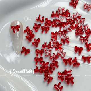 Set 50 charm đính móng  nơ nhựa đỏ