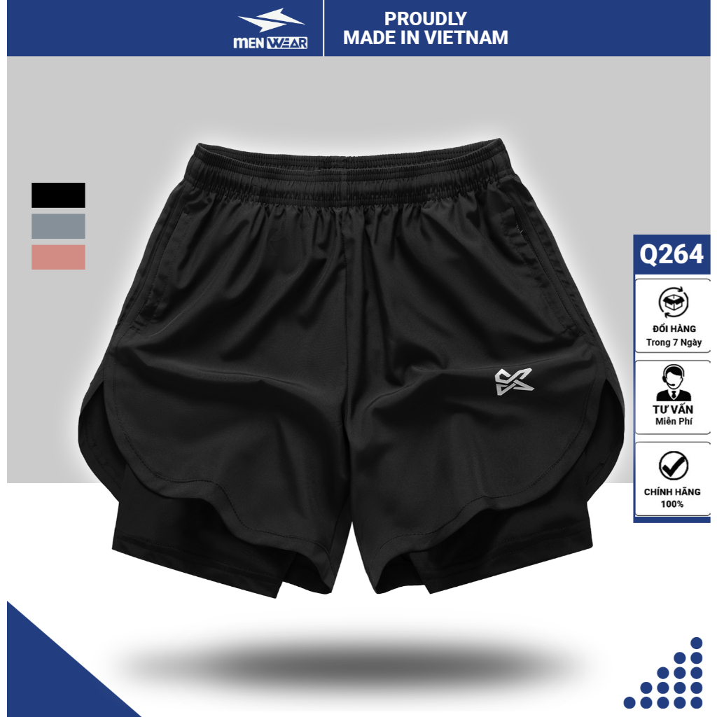 Quần Đùi Short Thể Thao Ngắn 2 Lớp Tập Gym Nam KSM Lai Bầu, Túi Zip Chạy Bộ, Bơi Lội Q264