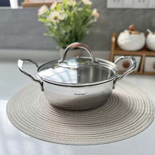 Nồi Canh Nồi Lẩu Nhỏ Inox Cao Cấp Dùng Bếp Từ, Nồi Inox Có Nắp Chockmen CKM102 CKM111