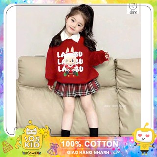 Set bộ áo nỉ LBB kết hợp cổ sơmi trắng rời mix chân váy kẻ kèm quần nhà Elaine cho bé gái size từ 12-45 cân ELN136