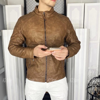 Áo khoác da nam cổ tàu lót dù, lót gió cao cấp fom body mẫu 2025