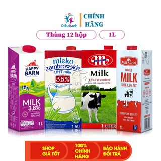  Thùng Sữa Tươi Tiệt Trùng Nguyên Kem MLEKOVITA ZAMBROWSKIE HAPPY BARN SECRET - Sữa Tươi Ba Lan 1L 