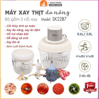 Máy xay thịt đa năng 2 cối SEKA SK2287 dung tích 2L/06L, thiết kế 4 - 6 lưỡi dao sắc bén, Công suất mạnh 500W – BH 12TH