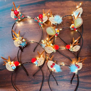   CÓ ĐÈN  Cài tóc giáng sinh cài tóc noel bờm tóc tai mèo có đèn led phát sáng 