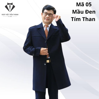 Áo măng tô nam trung niên vải dạ lông cừu nhập khẩu hàn quốc