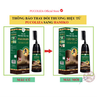 Chính Hãng - Dầu Gội Phủ Bạc HAPUCO ( Mẫu Mới PUCOLIZA)- Đổi Sang Mẫu Hamiko  500ML [ Đen, Nâu Đen, Nâu ]