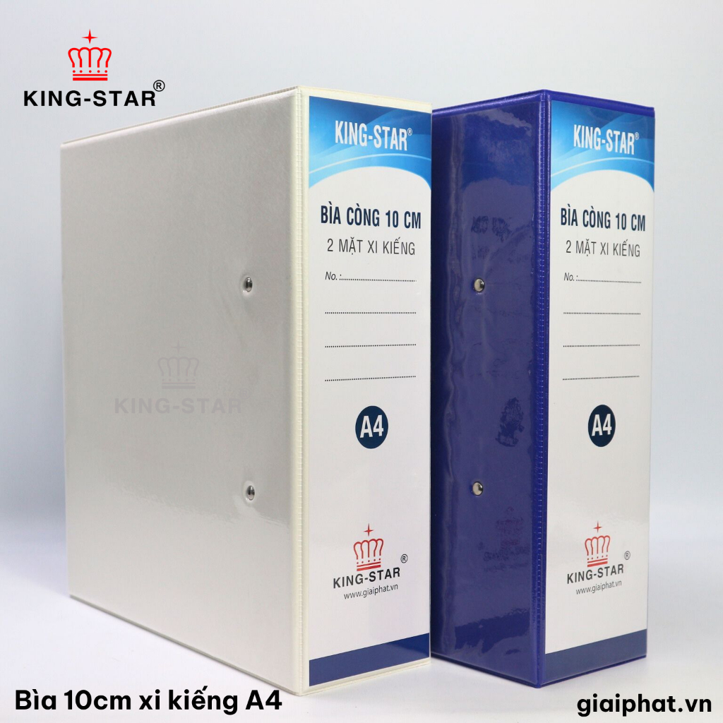 Bìa 2 còng 10cm xi kiếng A4 Kingstar (2 cái / bao)