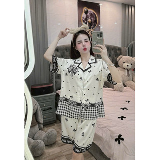 [BigSize 55-75kg]-Bộ ngủ nữ bigsize latin quần lửng , pizama quần ngố bigsize lụa latin chất mềm mịm mát