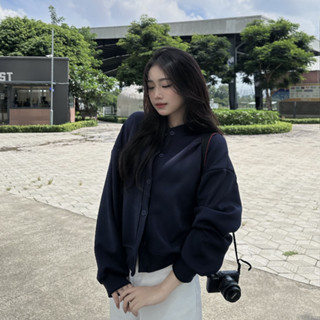 Áo Khoác Nỉ Cardigan Nữ Basic Cài Cúc Mùa Thu Đông Vải Nỉ 2 Da (Cam Kết Không Xù) MA462 Noiree