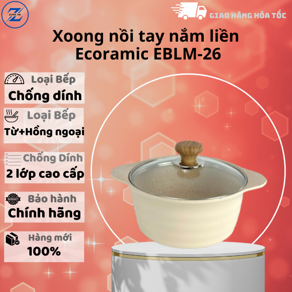 Xoong nồi tay nắm rời Ecoramic EBLM-26