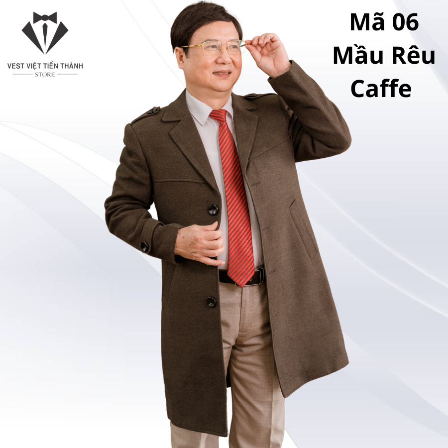 Áo măng tô nam trung niên vải dạ lông cừu nhập khẩu hàn quốc cao cấp vest việt tiến thành thu đông 2024-2025