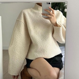 Áo Sweater Lông Cừu Nữ Vải Lông Dày Dặn Mùa Thu Đông Tết 2024 Thiết Kế Viền Trơn Basic  Ma358 Noiree
